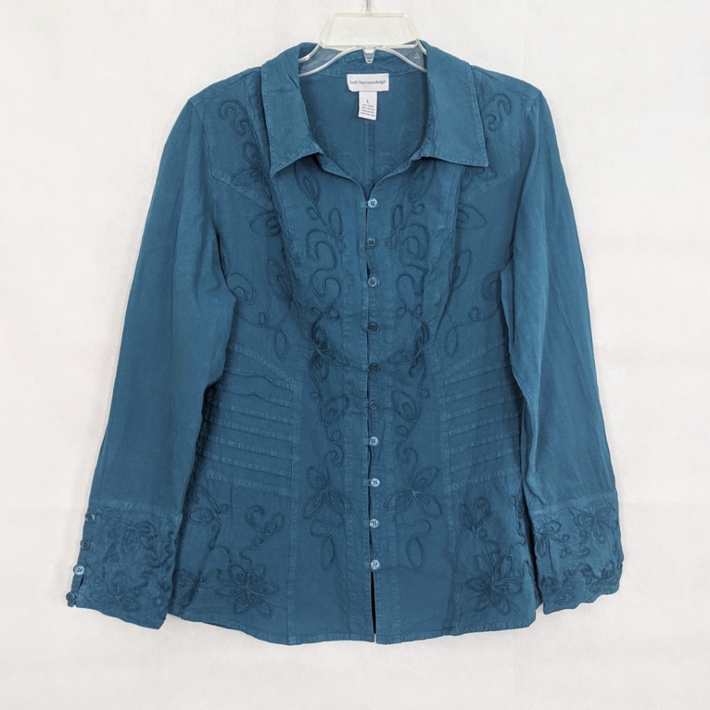 Embroidered Button Up Blouse